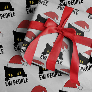 Funny Cat Christmas Wrapping Paper Roll Ew People Anti Social Grumpy Cat Xmas TS14 White Print Your Wear