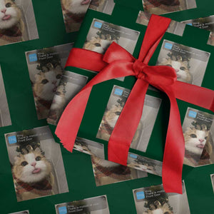Funny Cat Christmas Wrapping Paper Roll Ring There is Motion at Your Front Door Meme Xmas Tree TS10 Green Print Your Wear