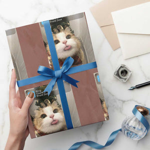 Funny Cat Christmas Wrapping Paper Roll Ring There is Motion at Your Front Door Meme Xmas Tree TS10 Mocha Print Your Wear