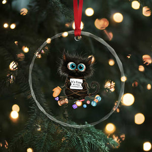 Funny Cat Crochet Lover Crystal Glass Ornament Its Fine I am Fine Everything Is Fine TS12 Print Your Wear
