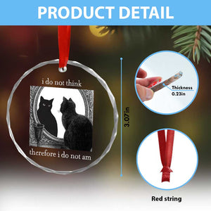 Funny Cat Crystal Glass Ornament I Do Not Think Therefore I Do Not Am Goth Emo Grunge Witchy TS10 Print Your Wear