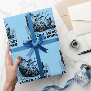 Funny Cat Dad Cat Lover Wrapping Paper Roll Father I Am But Skin and Bones TS14 Light Blue Print Your Wear