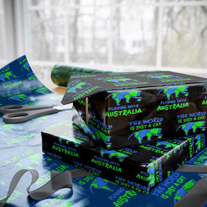 Funny Cat Wrapping Paper Roll The World Is A Cat Playing With Australia TS02 Black Print Your Wear