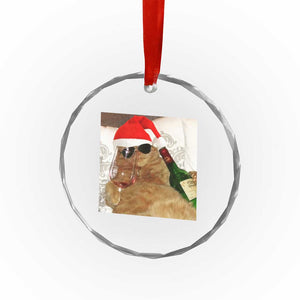 Funny Cat Drinking Wine Christmas Crystal Glass Ornament TS14 Print Your Wear