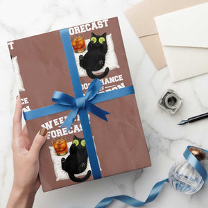 Funny Cat Drinking Wrapping Paper Roll Weekend Forecast 100% Chance Of Bourbon TS12 Mocha Print Your Wear