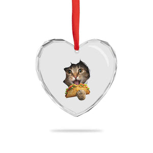 Funny Cat Eating Taco Heart Crystal Glass Ornament Mexican Food Lover Gift TS12 Print Your Wear