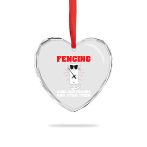 Funny Cat Fencing Heart Crystal Glass Ornament Make Me New Friends And Stab Them TS14 Print Your Wear
