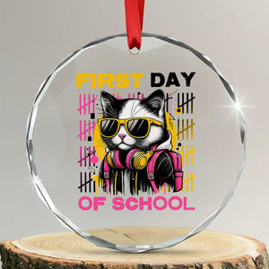 Funny Cat First Day Of School Crystal Glass Ornament Back To School Gift For Kids TS12 Transparent Glass 3'' Circle Print Your Wear