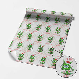 Funny Cat Green Christmas Wrapping Paper Roll It Is Fine I Am Fine Everything Is Fine TS14 Christmas Plaid Print Your Wear
