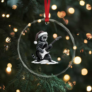 Funny Cat Guitar Crystal Glass Ornament Rock and Roll Christmas TS14 Print Your Wear