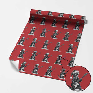 Funny Cat Guitar Wrapping Paper Roll Rock and Roll Christmas TS14 Red Print Your Wear