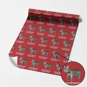 Funny Cat Meme Wrapping Paper Roll I Am Contaminated With Radiation Humorous Oddly Specific TS02 Red Print Your Wear