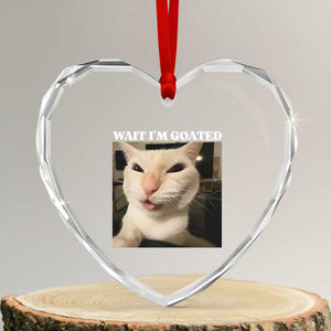 Funny Cat Meme Lover Heart Crystal Glass Ornament TS12 Transparent Glass 3'' Heart Print Your Wear