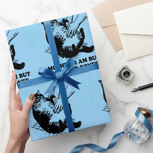 Funny Cat Mom Cat Lover Wrapping Paper Roll Mother I Am But Skin and Bones TS14 Light Blue Print Your Wear