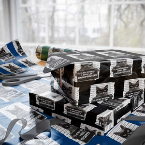 Funny Cat Mugshot Wrapping Paper Roll In My Defense I Was Left Unsupervised TS12 Black Print Your Wear