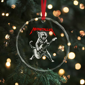 Funny Cat Playing Guitar Crystal Glass Ornament Vintage 90s Classic Rock Star Cat Graphic Rock and Roll TS10 Print Your Wear