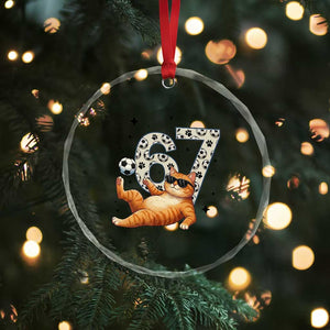 Funny Cat Playing Soccer Crystal Glass Ornament Six Seven Meme TS12 Print Your Wear