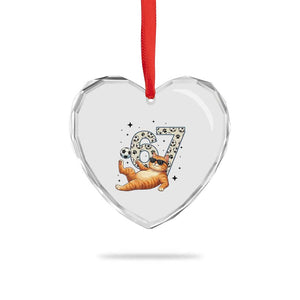 Funny Cat Playing Soccer Heart Crystal Glass Ornament Six Seven Meme TS12 Print Your Wear