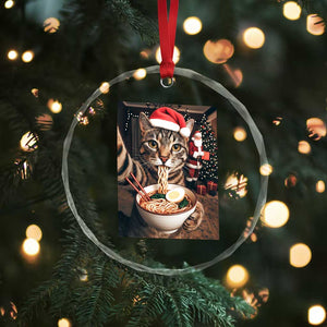 Funny Cat Ramen Selfie With Santa Christmas Crystal Glass Ornament TS14 Print Your Wear