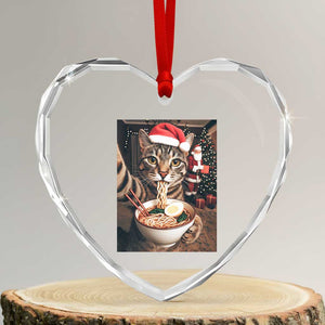 Funny Cat Ramen Selfie With Santa Christmas Heart Crystal Glass Ornament TS14 Transparent Glass 3'' Heart Print Your Wear