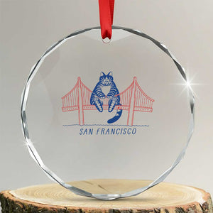 Funny Cat San Francisco Golden Gate Crystal Glass Ornament TS14 Transparent Glass 3'' Circle Print Your Wear