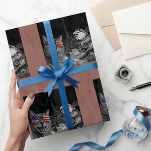 Funny Cat Selfie 4th of July Wrapping Paper Roll Patriotic Eagle American Flag Gift TS14 Mocha Print Your Wear