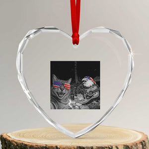 Funny Cat Selfie 4th of July Heart Crystal Glass Ornament Patriotic Eagle American Flag Gift TS14 Transparent Glass 3'' Heart Print Your Wear