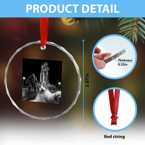 Funny Cat Selfie with Bigfoot Crystal Glass Ornament Back To The Moon Mission 2026 TS14 Print Your Wear