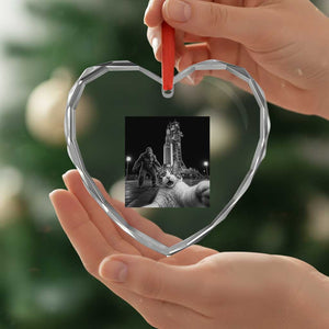 Funny Cat Selfie with Bigfoot Heart Crystal Glass Ornament Back To The Moon Mission 2026 TS14 Print Your Wear