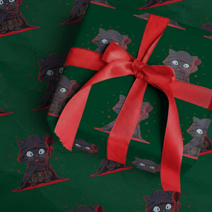 Funny Cat Vader Kitten Playing Darts Wrapping Paper Roll Space Scifi Dartist Gift TS12 Green Print Your Wear