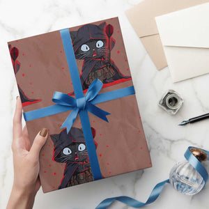 Funny Cat Vader Kitten Playing Darts Wrapping Paper Roll Space Scifi Dartist Gift TS12 Mocha Print Your Wear