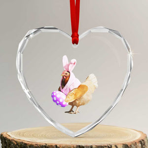 Funny Chicken Bunny Heart Crystal Glass Ornament Happy Easter Eggs Farm TS02 Transparent Glass 3'' Heart Print Your Wear