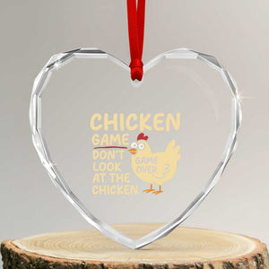 Funny Chicken Game Dont Look At The Chicken Heart Crystal Glass Ornament TS10 Transparent Glass 3'' Heart Print Your Wear