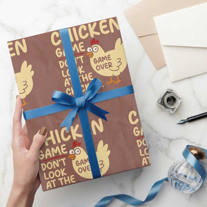 Funny Chicken Game Dont Look At The Chicken Wrapping Paper Roll TS10 Mocha Print Your Wear
