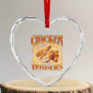 Funny Chicken Tenders Heart Crystal Glass Ornament Funny Foodie Vintage 90s Bootleg Rap TS10 Transparent Glass 3'' Heart Print Your Wear