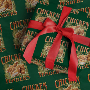 Funny Chicken Tenders Wrapping Paper Roll Funny Foodie Vintage 90s Bootleg Rap TS10 Green Print Your Wear