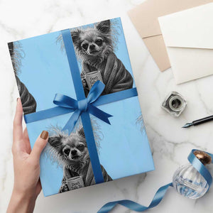 Funny Chihuahua Coffee Lover Wrapping Paper Roll Do Not Talk To Me Yet TS12 Light Blue Print Your Wear