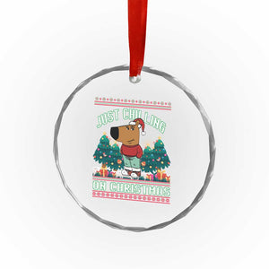 Funny Chillin Guy Just Chilling On Christmas Viral Meme Crystal Glass Ornament TS09 Print Your Wear
