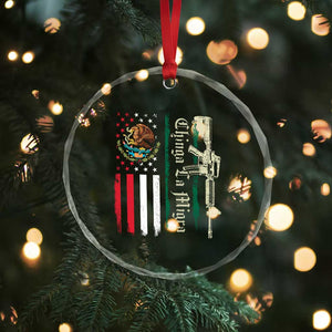 Funny Chinga La Migra Crystal Glass Ornament Gun Vintage Mexican Flag - Print Your Wear