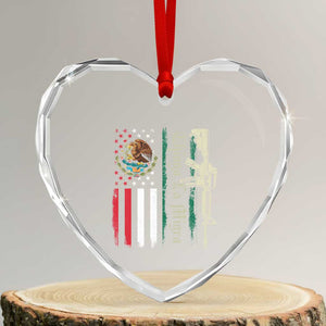 Funny Chinga La Migra Heart Crystal Glass Ornament Gun Vintage Mexican Flag - Print Your Wear