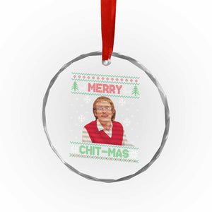 Funny Chit Christmas Merry Chit-Mas Crystal Glass Ornament Retro Holiday Humor TS02 Print Your Wear