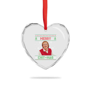 Funny Chit Christmas Merry Chit-Mas Heart Crystal Glass Ornament Retro Holiday Humor TS02 Print Your Wear