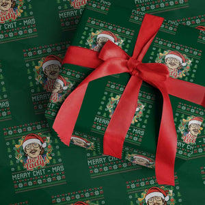 Funny Chit Christmas Wrapping Paper Roll Merry Chit Mas Do It Lady Xmas Wreath TS11 Green Print Your Wear