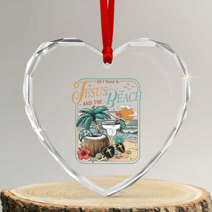 Funny Christian Beach Gift Heart Crystal Glass Ornament All I Need Is Jesus And The Beach TS12 Transparent Glass 3'' Heart Print Your Wear