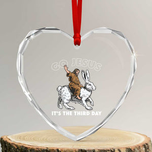 Funny Christian Easter Heart Crystal Glass Ornament Go Jesus It Is The Third Day Religious Bunny TS11 Transparent Glass 3'' Heart Print Your Wear