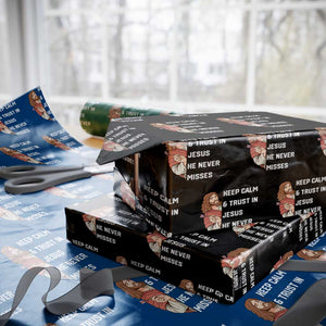 Funny Christian Faith Darts Player Gift Wrapping Paper Roll Keep Calm And Trust In Jesus He Never Misses TS12 Black Print Your Wear