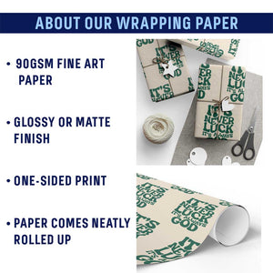 Funny Christian Faith Wrapping Paper Roll It's Never Luck It's Always God TS02 Print Your Wear