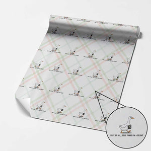 Funny Christian Goose Wrapping Paper Roll Jesus Thinks I'm A Delight TS14 Christmas Plaid Print Your Wear