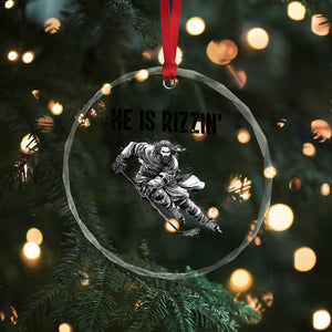 Funny Christian Ice Hockey Lover Gift Crystal Glass Ornament He Is Rizzin TS12 Print Your Wear