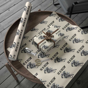 Funny Christian Ice Hockey Lover Gift Wrapping Paper Roll He Is Rizzin TS12 Beige Print Your Wear